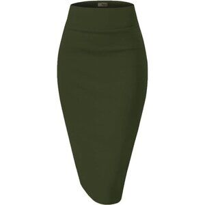 Women's Premium Nylon Ponte Stretch High Waist Pencil Suit 1073t Olive